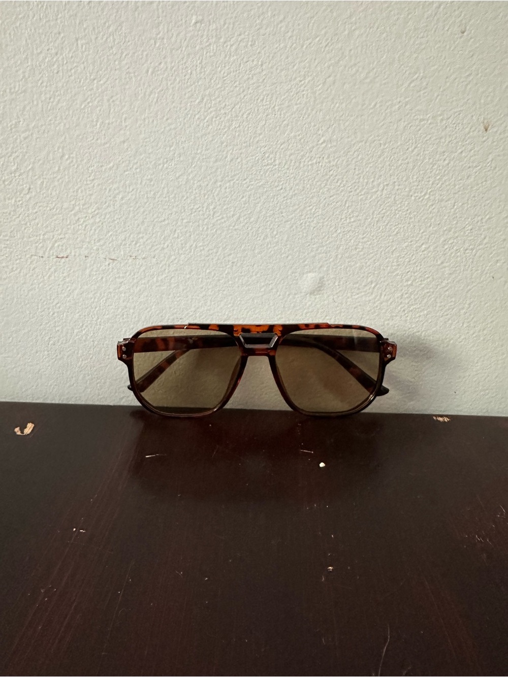 No Brand Tortoiseshell Aviator Sunglasses - Brown Lens
